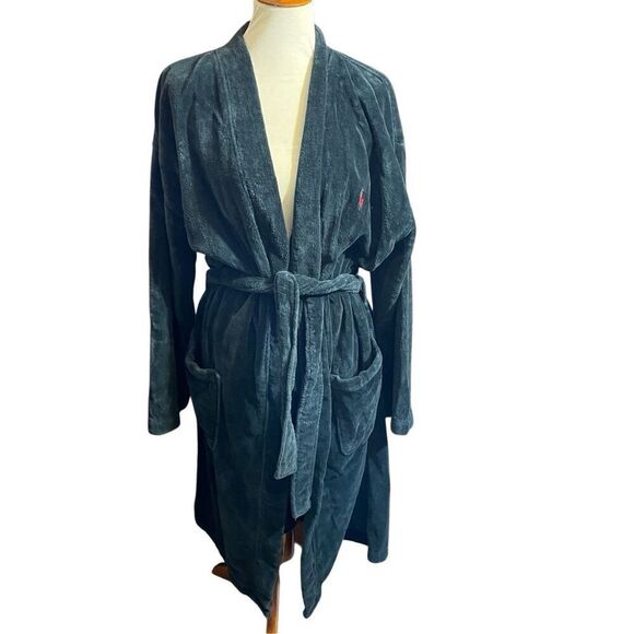 Polo Ralph Lauren Men’s Classic Navy Blue 100% Cotton Terry Long Sleeve Loungewe - Picture 2 of 14